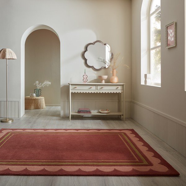 Bordo rdeča ročno tkana volnena preproga 160x230 cm Lois – Flair Rugs-image-1