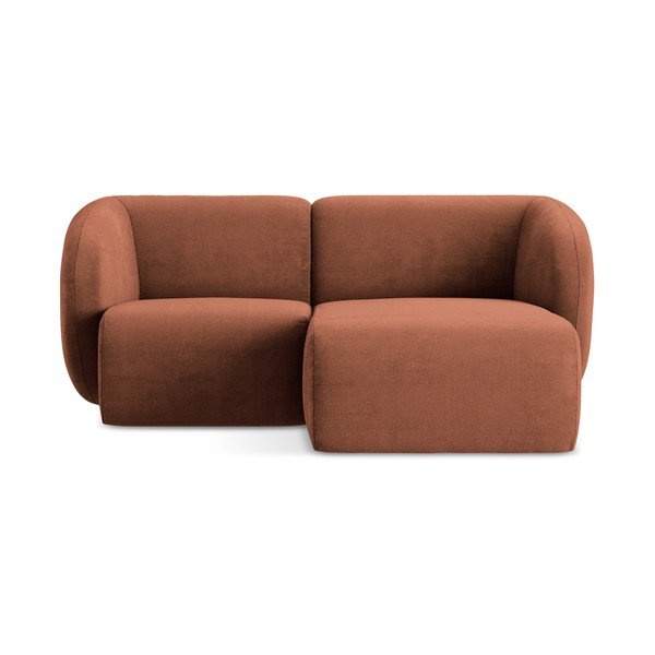 Kotna sedežna garnitura iz šenilje v barvi terakote (desni kot/z ležalnikom) Lani – Makamii