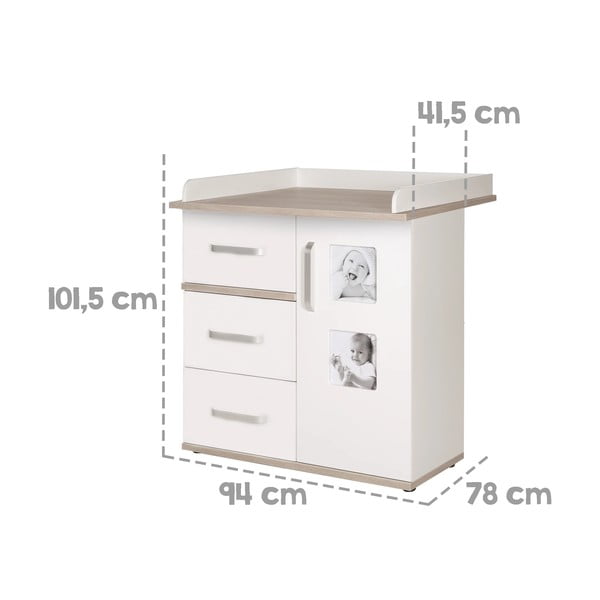 Bela visoka otroška komoda v brestovem dekorju s previjalnim pultom 94x102 cm Moritz – Roba-image-1