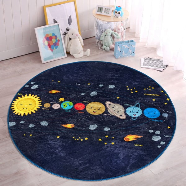 Temno modra otroška preproga ø 80 cm Comfort – Mila Home-image-2