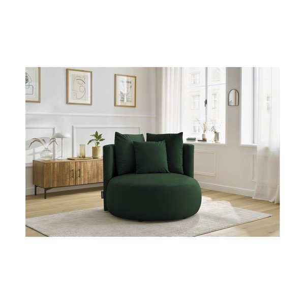 Temno zelen žameten fotelj Cesar – Bobochic Paris-image-1