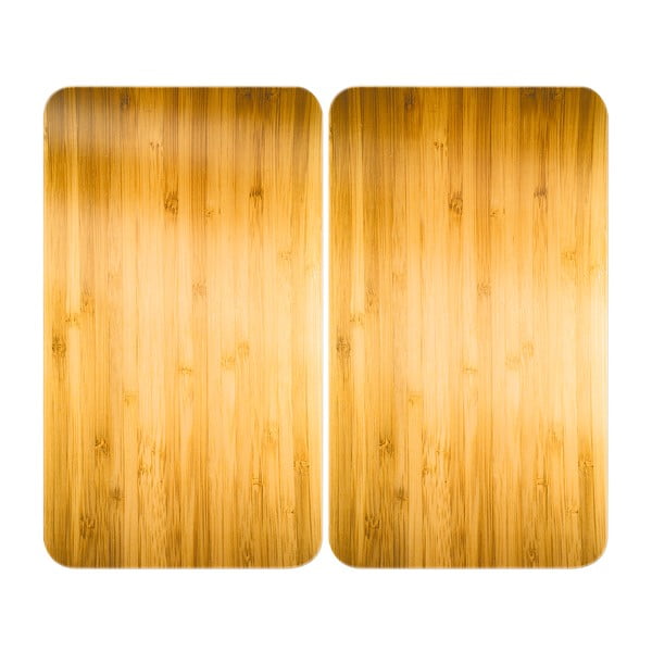 Zaščitne plošče za štedilnik iz kaljenega stekla 2 ks 52x30 cm Wooden – Maximex