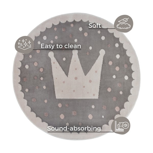Siva otroška preproga ø 100 cm Crown – Hanse Home-image-4
