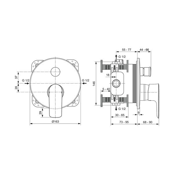 Antracitno siva vgrajena armatura za kad Connect Air – Ideal Standard-image-2