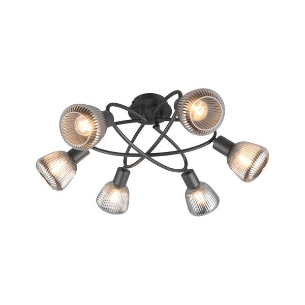 Črna stropna svetilka s steklenim senčilom Tarifa – Trio-image-2