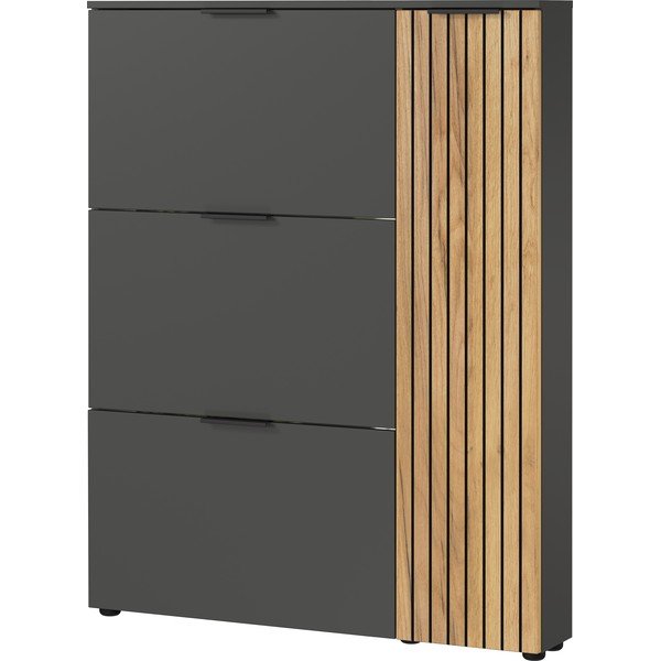 Antracitno siva/naravna preklopna omarica za čevlje v hrastovem dekorju 101x129x19 cm Gibisa – Germania