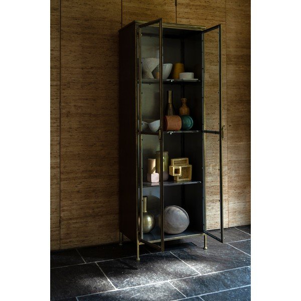 Kovinska vitrina v zlati barvi 64x184 cm Gertlush – Dutchbone-image-1