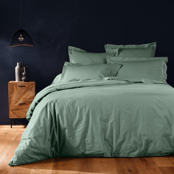 Zelena bombažna prevleka za odejo za zakonsko posteljo/podaljšana 240x220 cm Lina – douceur d'intérieur-image-1