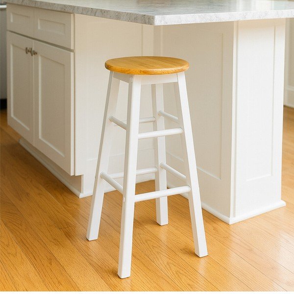 Bel/v naravni barvi barsko stol iz masivnega kavčukovca (višina sedeža 74 cm) Chester – Premier Housewares-image-3