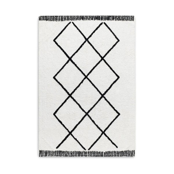 Črno-bela ročno tkana bombažna preproga HF Living Morocco Safi, 120 x 170 cm