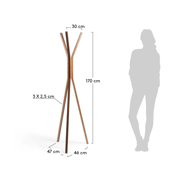 Rjav orehov lesen obešalnik Kave Home Benzara-image-3