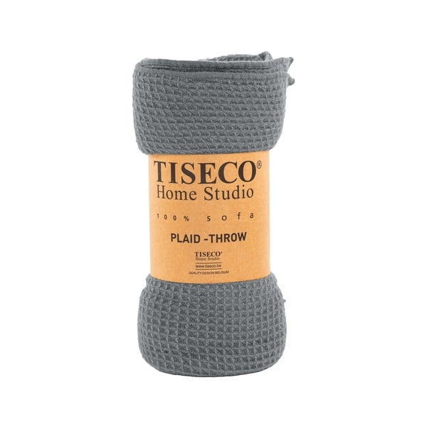 Sivo posteljno pregrinjalo Tiseco Home Studio Mini Waffle, 130 x 170 cm