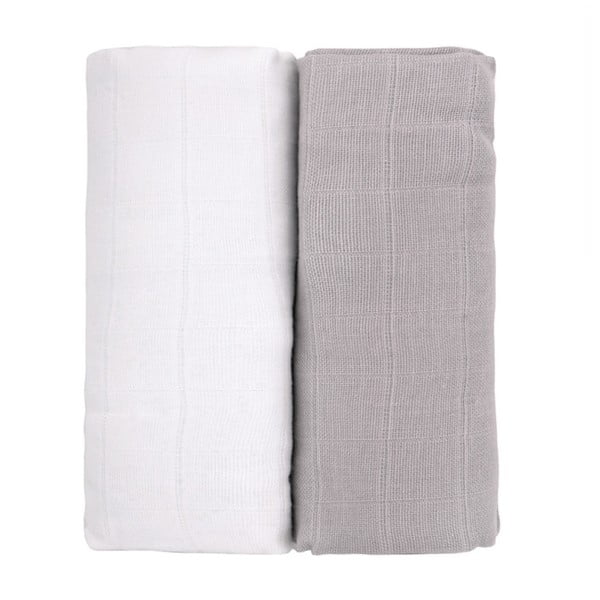 Komplet 2 bombažnih brisač v beli in sivi barvi T-TOMI Tetra, 90 x 100 cm
