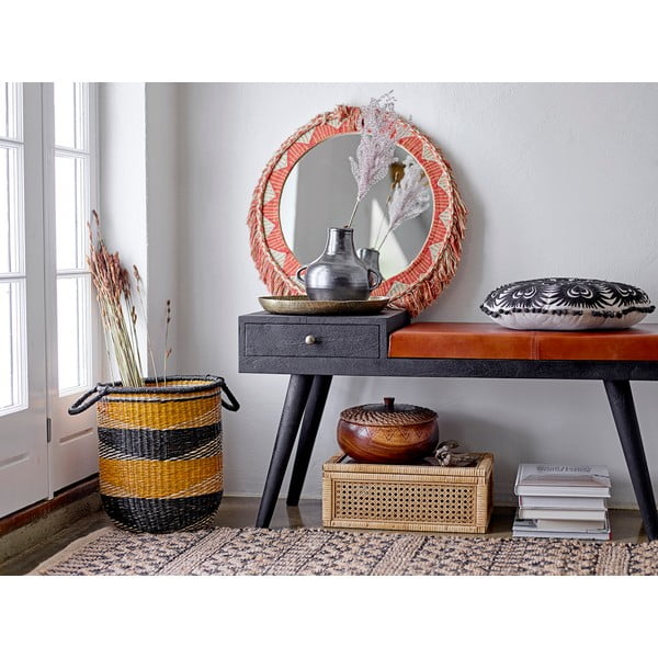 Črno-bež okrasna blazina Bloomingville Mandala, ø 36 cm-image-1