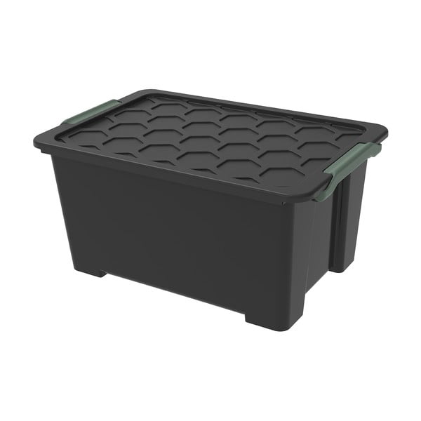 Črna plastična škatla za shranjevanje s pokrovom Evo Safe - Rotho