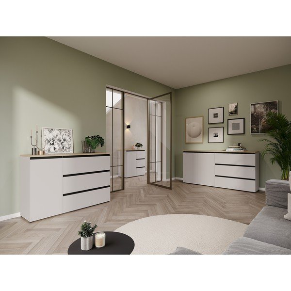 Sivo-bež/v svetli naravni barvi komoda 135x91x41 cm Cormano – Germania-image-1