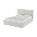 Bež oblazinjena zakonska postelja s prostorom za shranjevanje z letvenim dnom 180x200 cm Bufo Bed – MESONICA