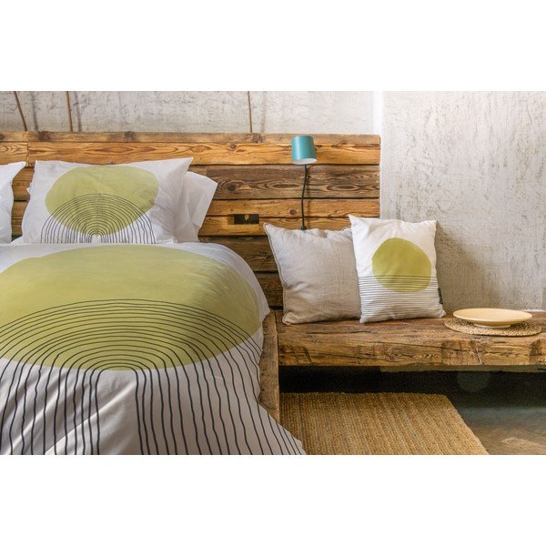 Bež in rumeni bombažni saten Butter Kings Rising Sun, 200 x 200 cm-image-1