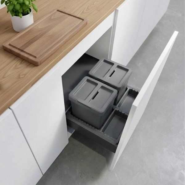 Siv plastičen koš za smeti 2x12 l za ločevanje odpadkov/izvlečni Metropolis Flip-up – Elletipi-image-1