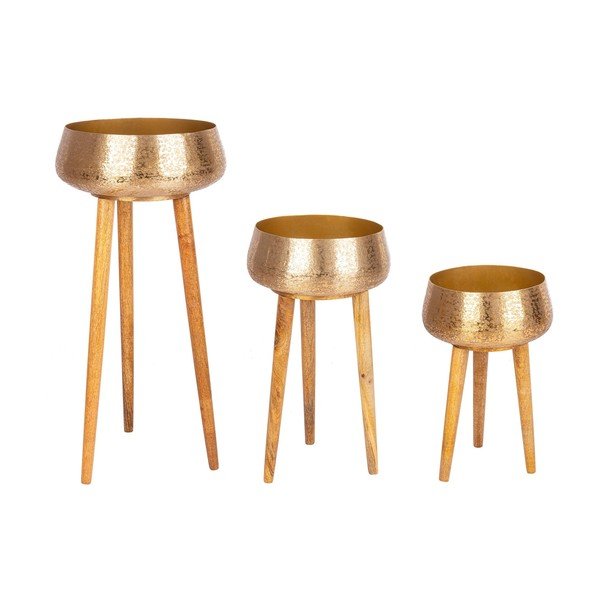 Kovinski ročno izdelani okrasni cvetlični lonci v kompletu 3 ks ø 37,5 cm Varanasi – Bizzotto