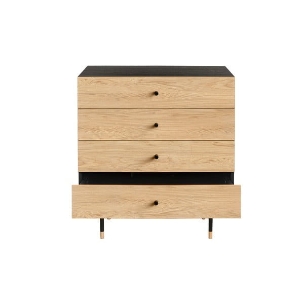 Visoka komoda v hrastovem dekorju v črni in naravni barvi 80x87 cm Jugend – Woodman-image-3