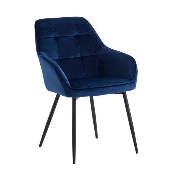 Temno modri oblazinjeni jedilni stoli v kompletu z nasloni za roke 2 ks Nolan Square – Unique Furniture