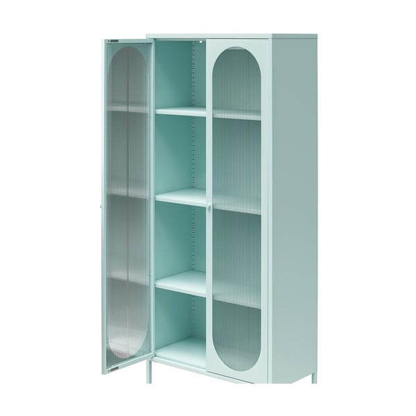 Svetlo modra kovinska vitrina 80x186x40 cm Luna – Støraa-image-3