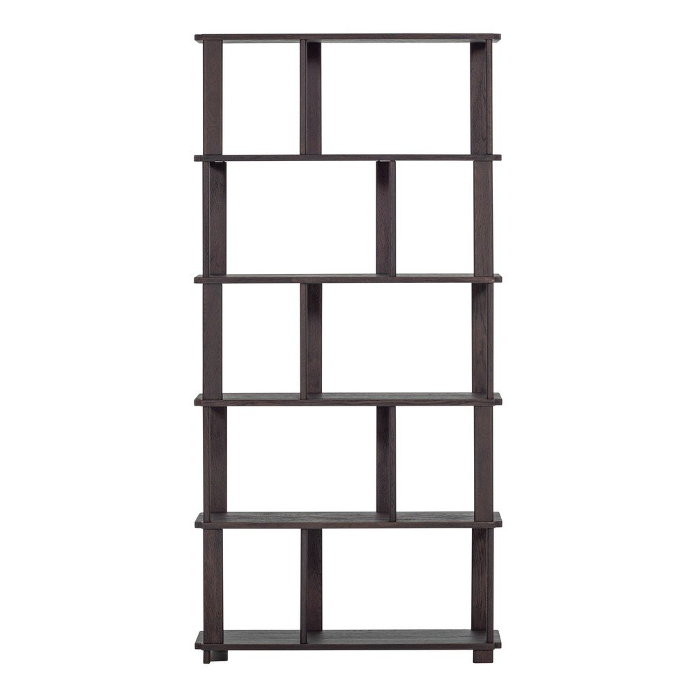 Temno rjav regal iz masivnega hrasta 90x186x30 cm Riss