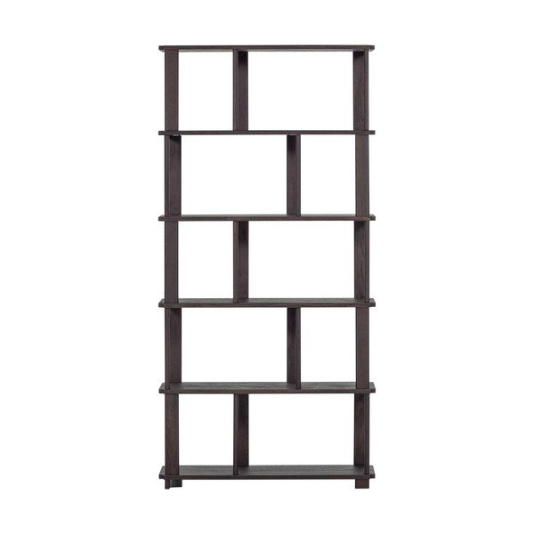 Temno rjav regal iz masivnega hrasta 90x186x30 cm Riss – WOOOD