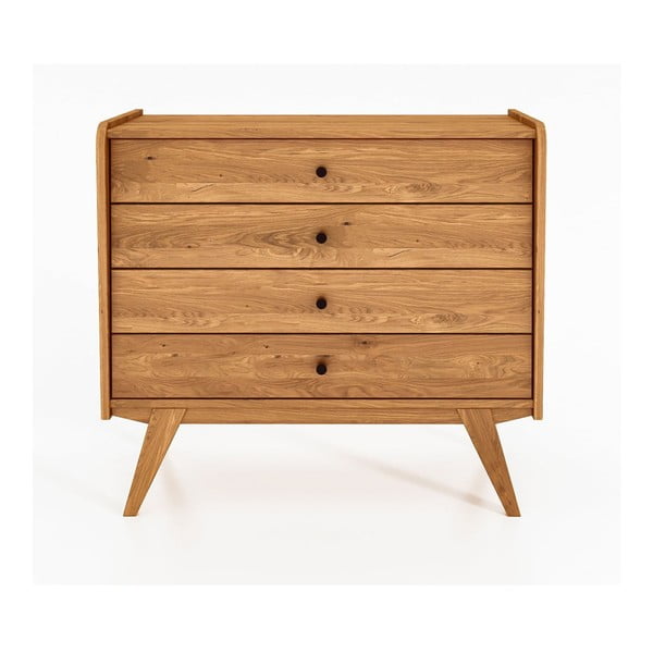 Nizka komoda iz hrastovega lesa 100x90 cm Retro - The Beds-image-2