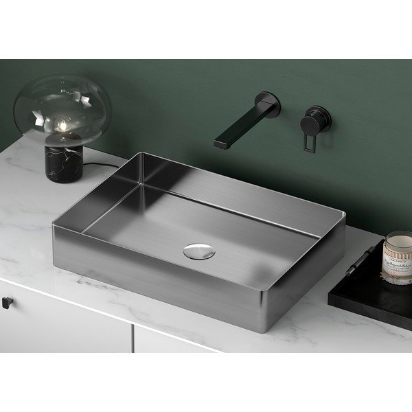 Umivalnik iz nerjavečega jekla v srebrni barvi 50x35 cm Aurum – Sapho-image-1