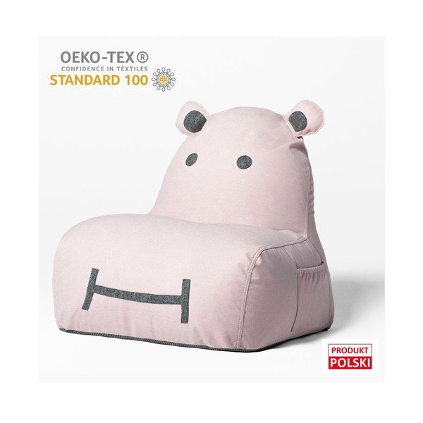 Svetlo rožnata otroška vreča za sedenje Hippo – The Brooklyn Kids-image-2