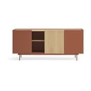 Opečnato oranžna/naravna nizka komoda v hrastovem dekorju 180x78 cm Otto – Teulat