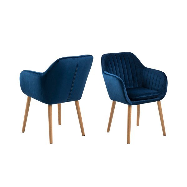 Temno moder oblazinjen jedilni stol z nasloni za roke Emilia – Actona-image-3