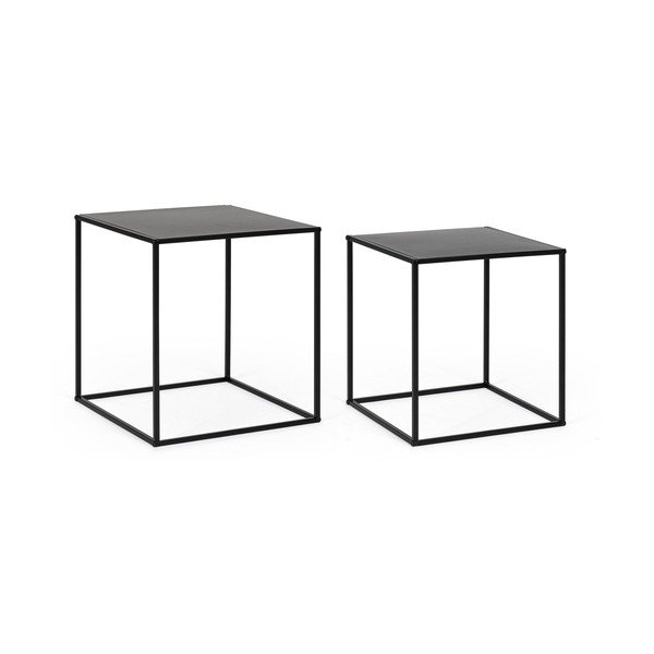 Črne kovinske mizice v kompletu 2 ks 38x38 cm Alrik – Yes Everyday-image-3