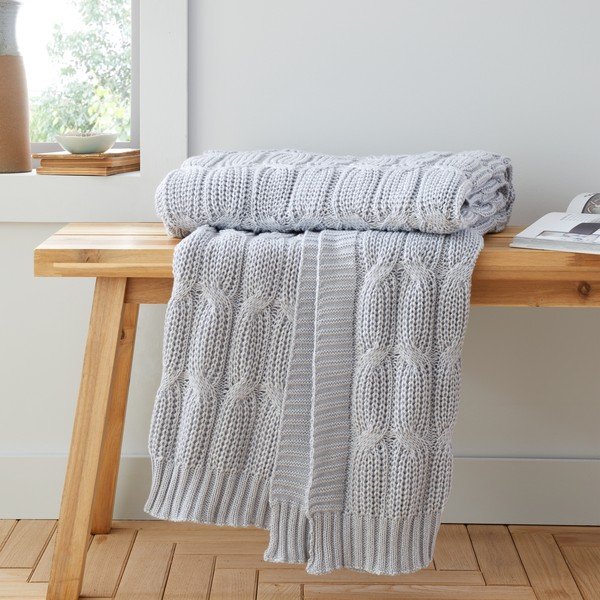 Siva pletena odeja 130x170 cm Chunky Marl Knit – Catherine Lansfield
