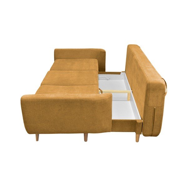 Gorčično rumena raztegljiva sedežna garnitura za tri osebe Cosmopolitan design Barcelona-image-4