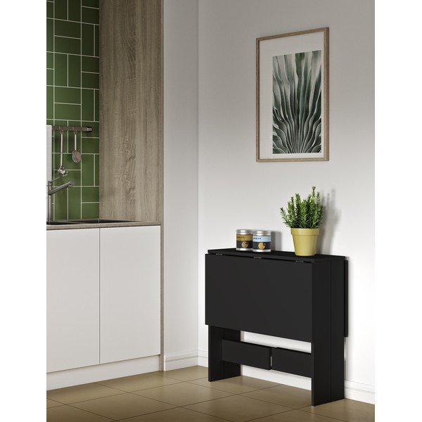 Raztegljiva jedilna miza s črno mizno ploščo 76x28 cm Papillon – TemaHome-image-1