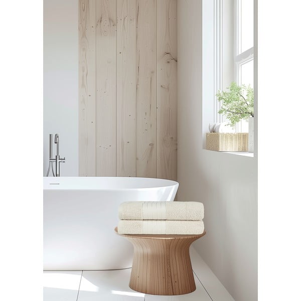 Bež frotirne bombažne brisače v kompletu 2 ks 70x140 cm – Good Morning-image-1