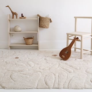 Kremno bela pralna ročno tkana bombažna otroška preproga 120x180 cm Gentle Flora – Nattiot