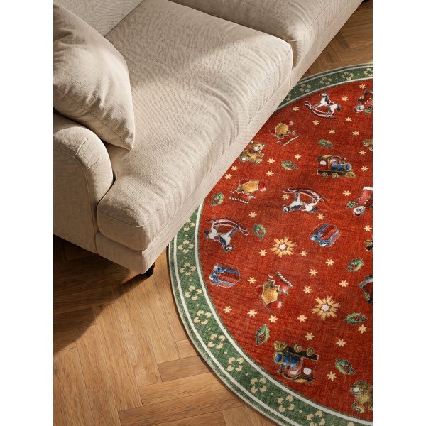 Rdeča/zelena okrogla preproga z božičnim motivom ø 200 cm Toy's Delight Nostalgic Noel Red Green – Villeroy&Boch-image-3