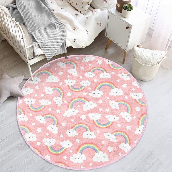 Rožnata otroška preproga ø 80 cm Comfort – Mila Home-image-1