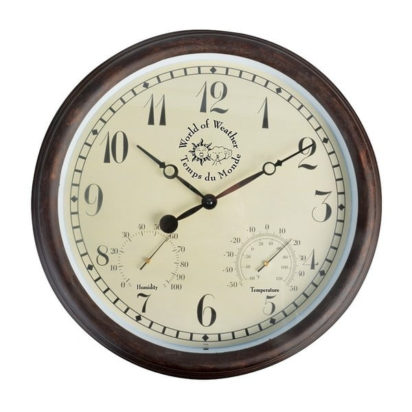 Zunanja stenska ura z arabskimi številkami in termometrom Esschert Design Minute