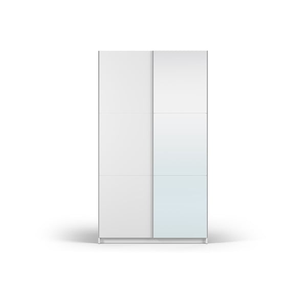Bela garderobna omara z ogledalom in drsnimi vrati 122x215 cm Lisburn - Cosmopolitan Design