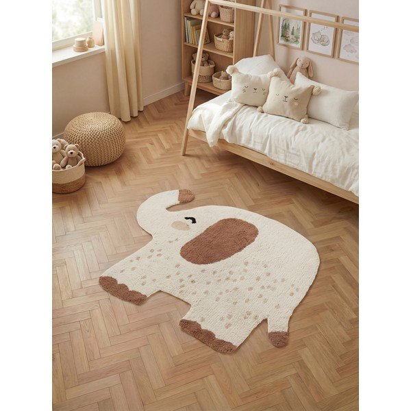 Rjava/kremno bela pralna/ročno tkana bombažna otroška preproga 95x120 cm Snuggle Emmi – Hanse Home-image-1