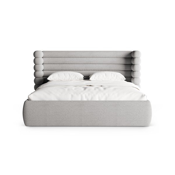 Siva oblazinjena zakonska postelja s prostorom za shranjevanje in z letvenim dnom 160x200 cm Mount – Micadoni -image-4