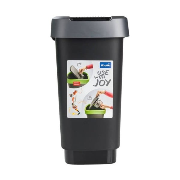 Koš za odpadke iz reciklirane plastike v srebrno-črni barvi 10 l Twist - Rotho-image-2