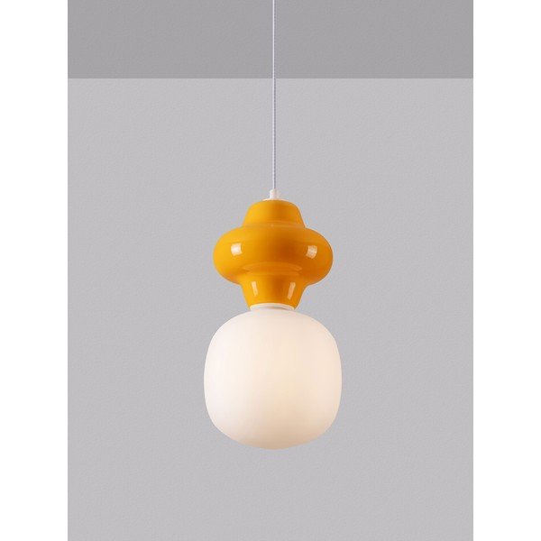 Bela/oranžna keramična viseča svetilka s steklenim senčilom ø 18 cm Clio – Nova Luce-image-2