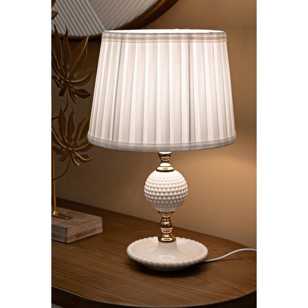 Bela namizna svetilka s tekstilnim senčilom (višina 40 cm) Napoli – Mauro Ferretti-image-1