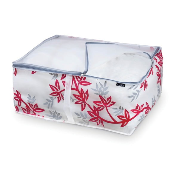 Domopak Living rdeče-bela škatla za shranjevanje odej, dolžina 55 cm
